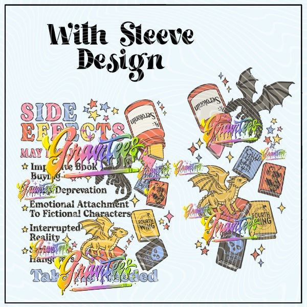 Book Side Effects With Sleeve Png for DTF or Shirt Printing, PNG Only!