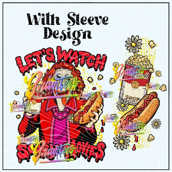 Aunt Scary Movies With Sleeve Design Png for DTF or Shirt Printing, PNG Only!