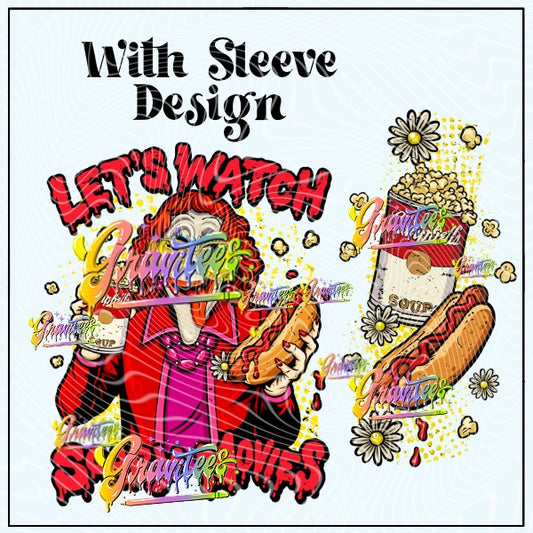 Aunt Scary Movies With Sleeve Design Png for DTF or Shirt Printing, PNG Only!