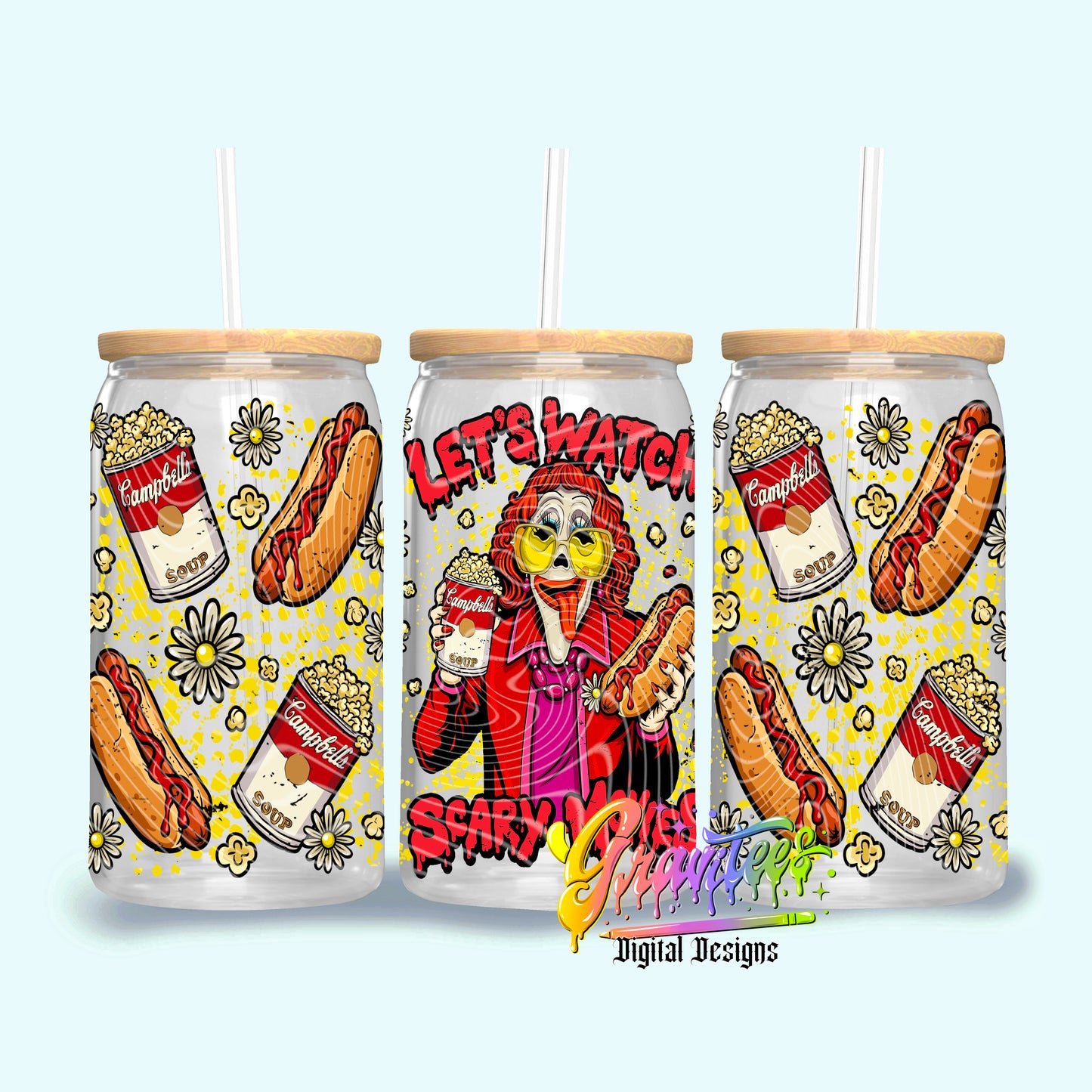 Aunt Scary Movies 16oz Tumbler Template  Png for UVDTF or Sublimation Printing, PNG Only!