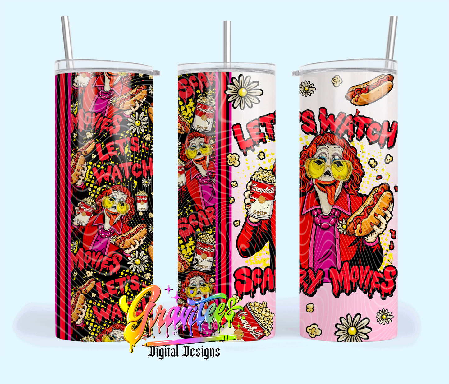 Aunt Scary Movies 20oz Tumbler Template  Png for UVDTF or Sublimation Printing, PNG Only!
