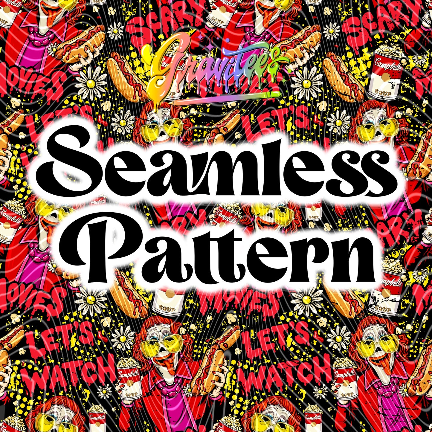 Aunt Scary Movies Seamless Design Png for UVDTF or Sublimation Printing, PNG Only!