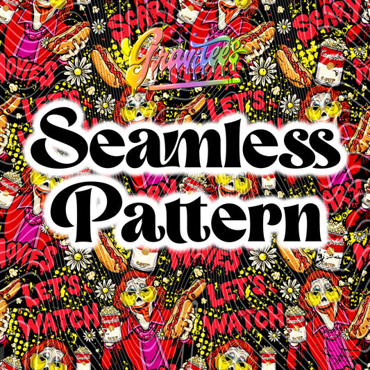 Aunt Scary Movies Seamless Design Png for UVDTF or Sublimation Printing, PNG Only!