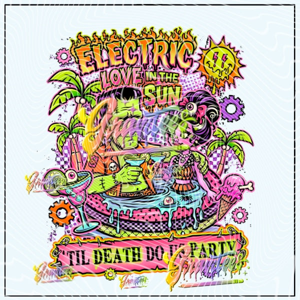 Electric Summer Movies Png for DTF or Shirt Printing, PNG Only!