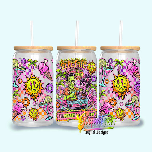 Electric Summer 16oz Tumbler Template  Png for UVDTF or Sublimation Printing, PNG Only!