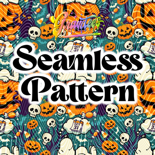 Wake Me When It’s Halloween Seamless Design Png for UVDTF or Sublimation Printing, PNG Only!