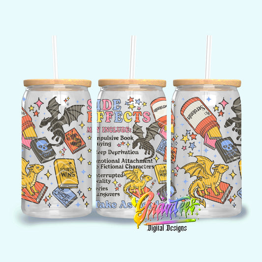 Book Side Effects 16oz Tumbler Template  Png for UVDTF or Sublimation Printing, PNG Only!
