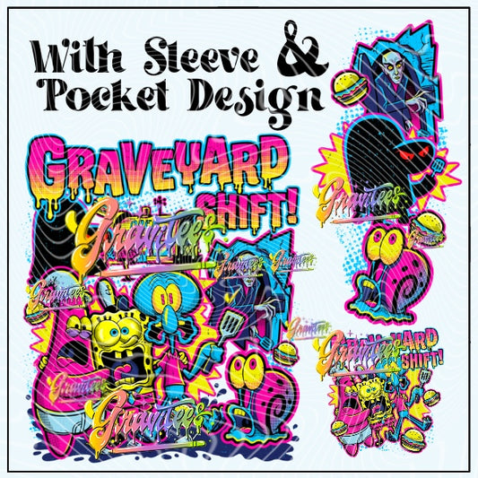 Graveyard Diner With Sleeve & Pocket Png for DTF or Shirt Printing, PNG Only!