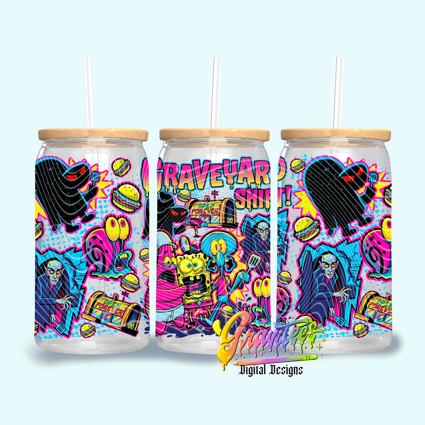 Graveyard Diner 16oz Tumbler Template  Png for UVDTF or Sublimation Printing, PNG Only!