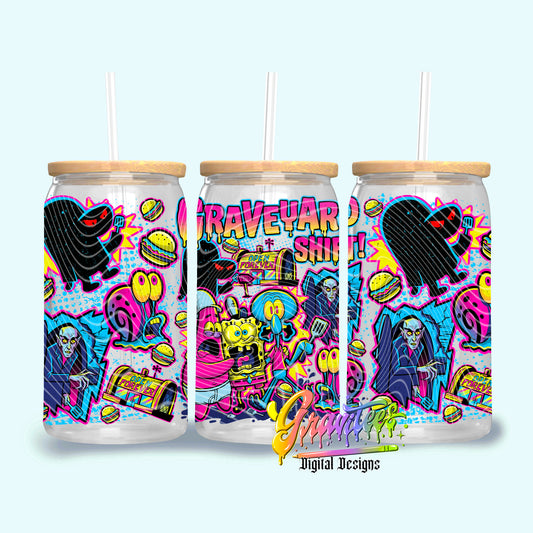Graveyard Diner 16oz Tumbler Template  Png for UVDTF or Sublimation Printing, PNG Only!