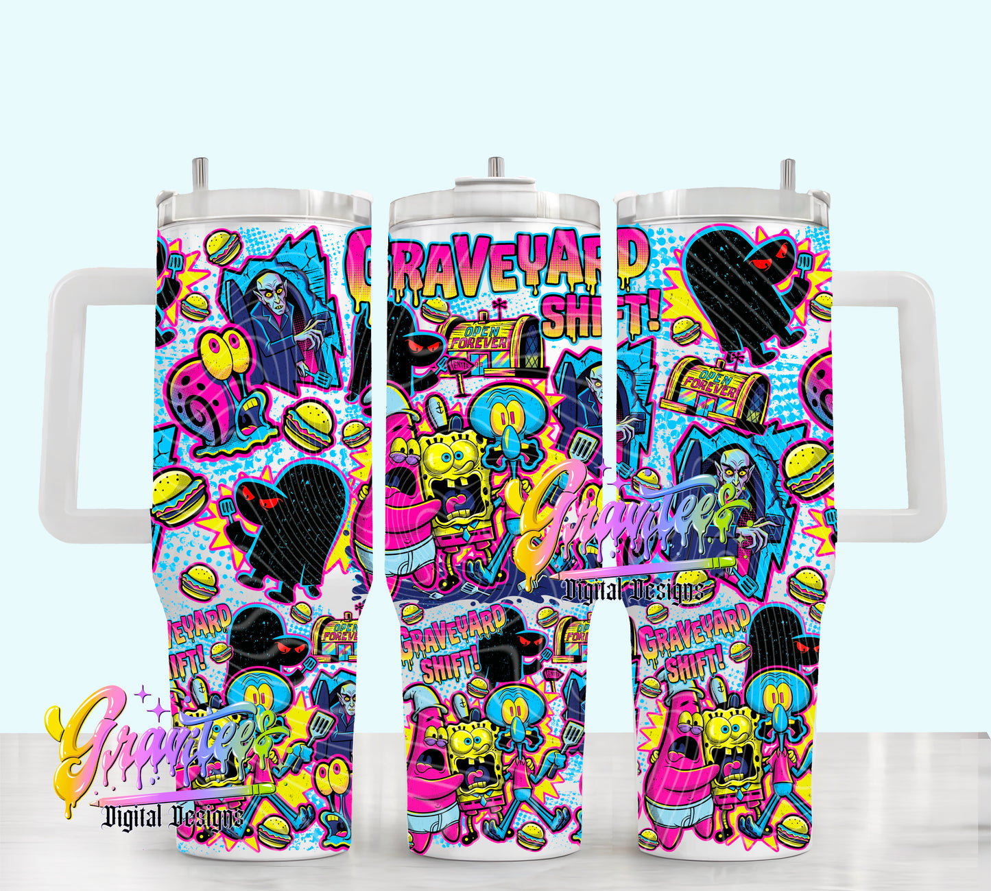 Graveyard Diner 40oz Tumbler Template  Png for UVDTF or Sublimation Printing, PNG Only!