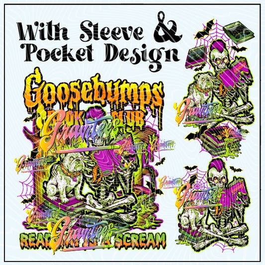 Scary Book Club Png With Sleeve & Pocket Design for DTF or Shirt Printing, PNG Only!
