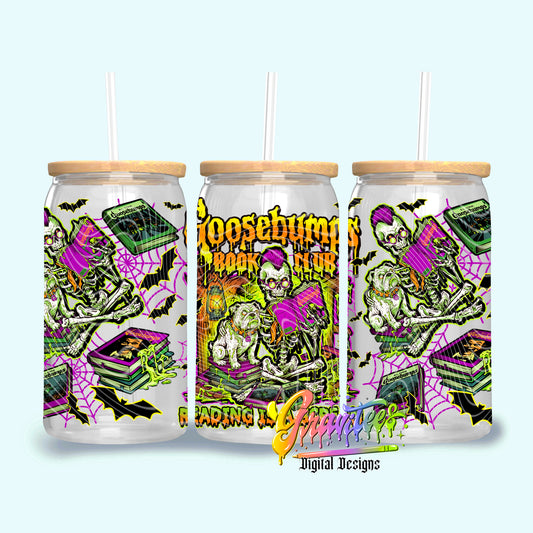 Scary Book Club 16oz Tumbler Template  Png for UVDTF or Sublimation Printing, PNG Only!