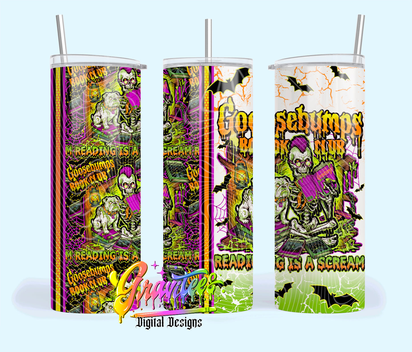 Scary Book Club 20oz Tumbler Template  Png for UVDTF or Sublimation Printing, PNG Only!