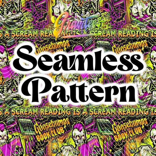 Scary Book Club Seamless Design Png for UVDTF or Sublimation Printing, PNG Only!