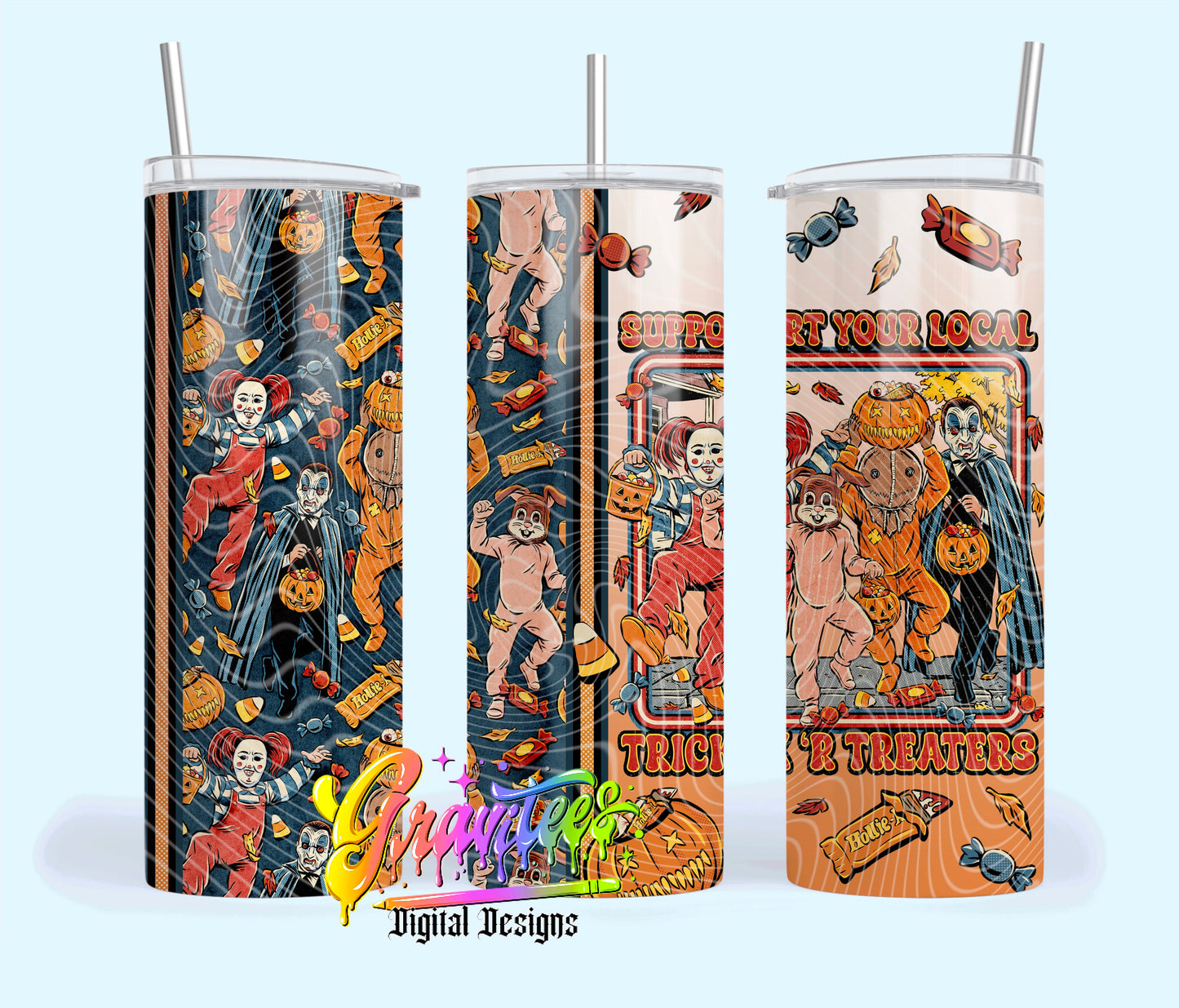 Trick Or Treaters 20oz Tumbler Template  Png for UVDTF or Sublimation Printing, PNG Only!