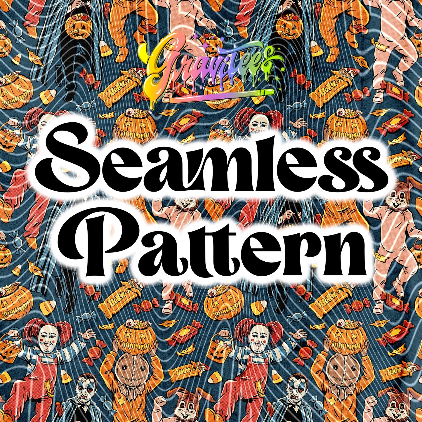 Trick Or Treaters Seamless Design Png for UVDTF or Sublimation Printing, PNG Only!