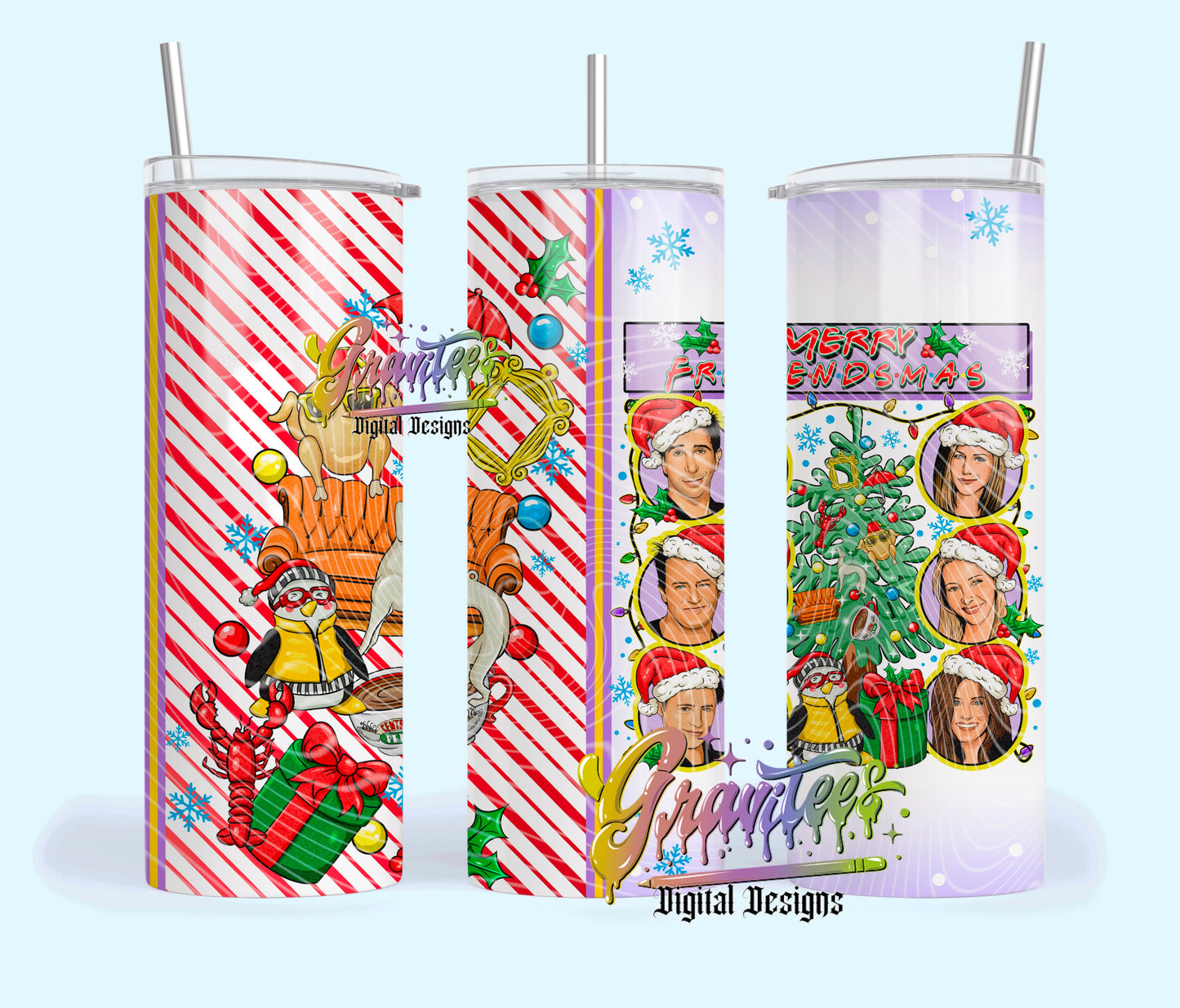 Friendsmas 20 oz Tumbler Design for UVDTF or Sublimation Printing PNG Only!