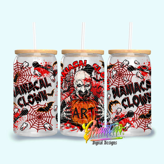 Maniacal Clown 16oz Tumbler Template  Png for UVDTF or Sublimation Printing, PNG Only!