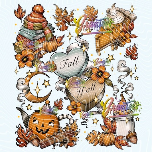 Fall y’all Design PNG, Fall Design for DTF or Shirt Printing PNG Only