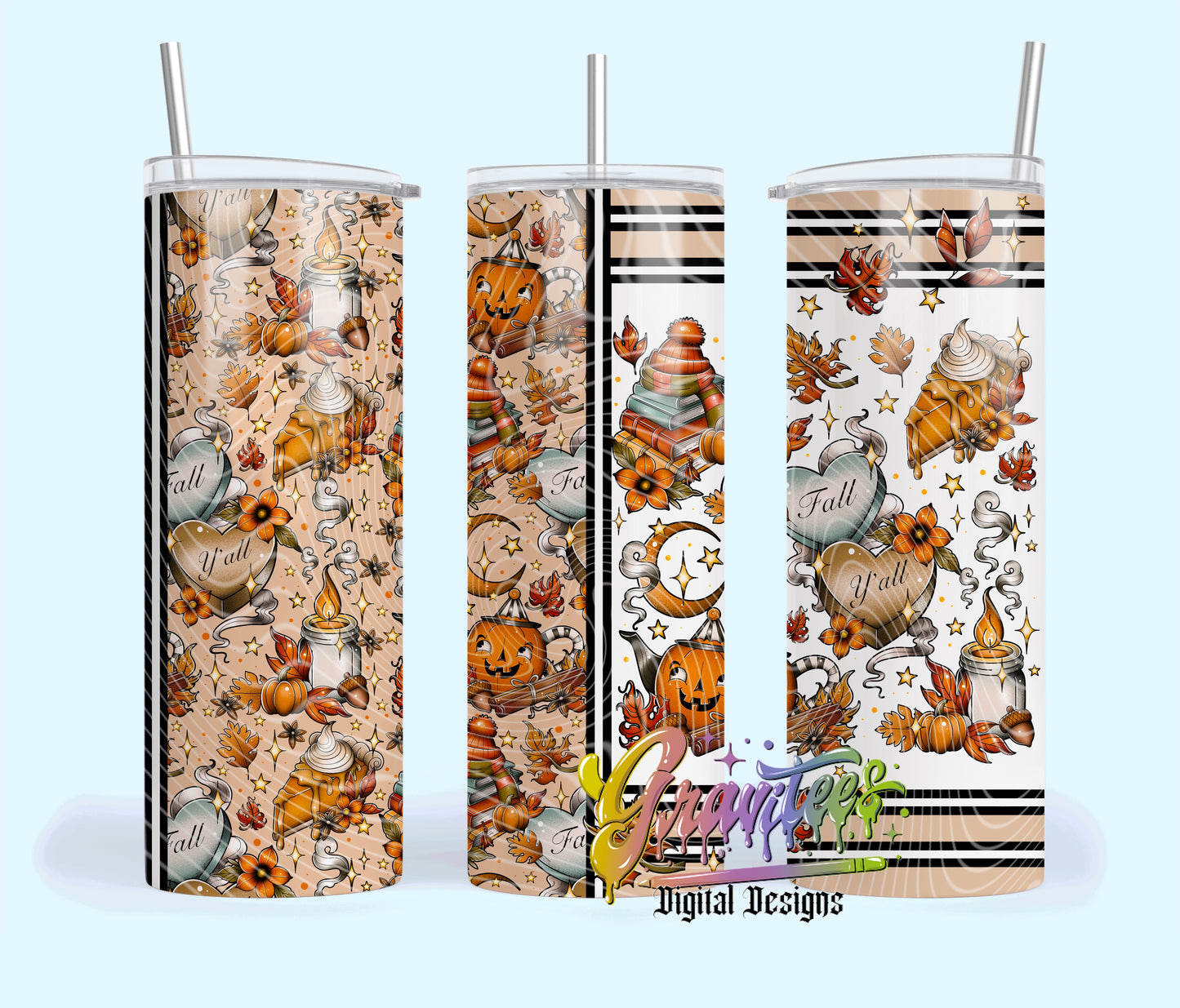 Fall Y’all 20 oz Tumbler Design for UVDTF or Sublimation Printing PNG Only!