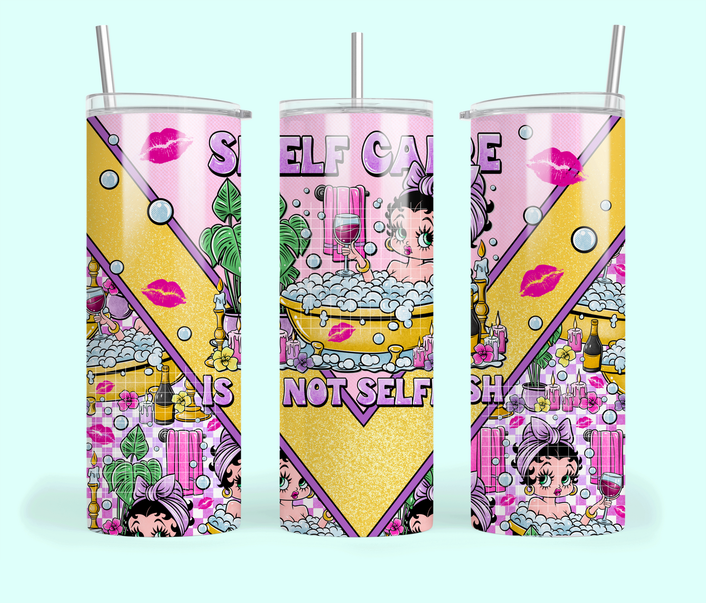 Self care is not Selfish Skinny Tumbler Design Png, Self Care Clipart, Trendy Clipart, Clipart for DTF or Shirt Printing, PNG Only!