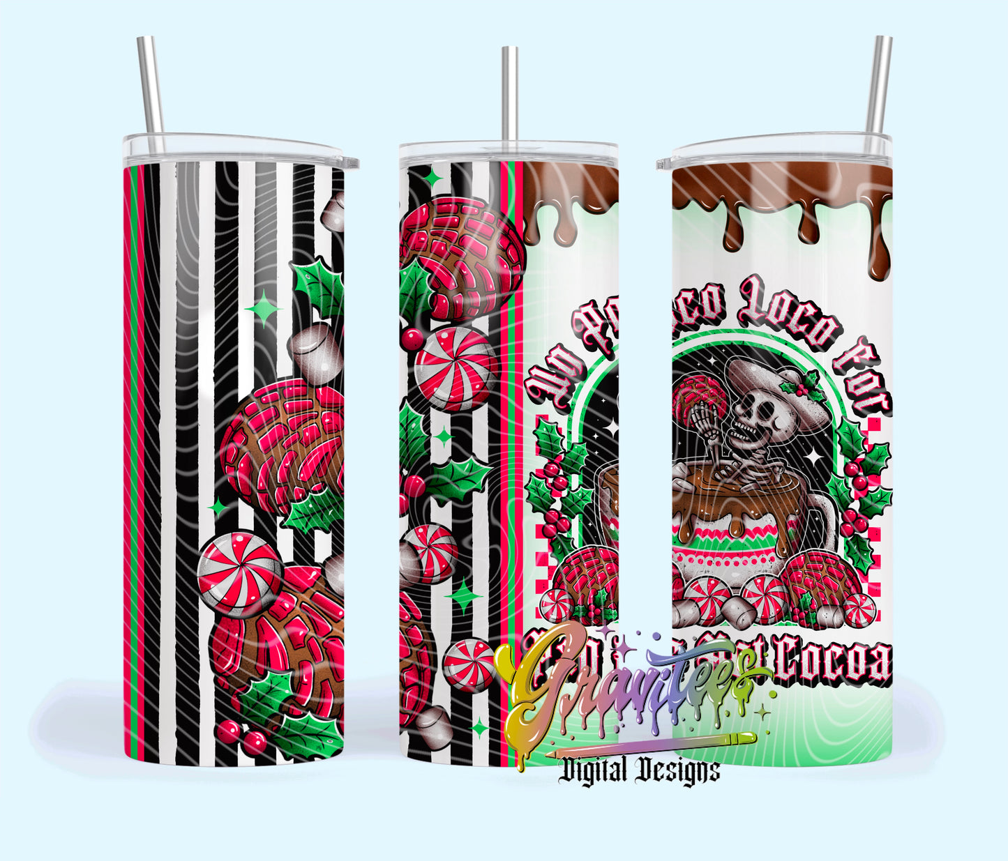 Loco For Pan & Hot Cocoa 20oz Tumbler Template Design PNG, Pan Christmas Design for UVDTF or Sublimation Printing PNG Only!