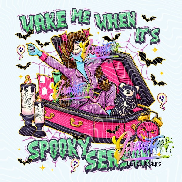 Wake Me When It’s Spooky Season Design Png for DTF or Shirt Printing, PNG Only!