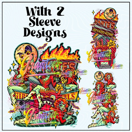 Inferno Girls Png With 2 Sleeve Designs for DTF or Shirt Printing, PNG Only!