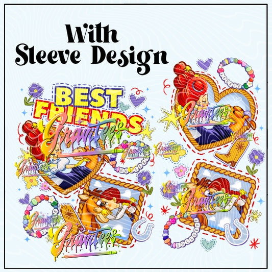 Best Friends Cowgirl Horse With Sleeve Design Png for DTF or Shirt Printing, PNG Only!