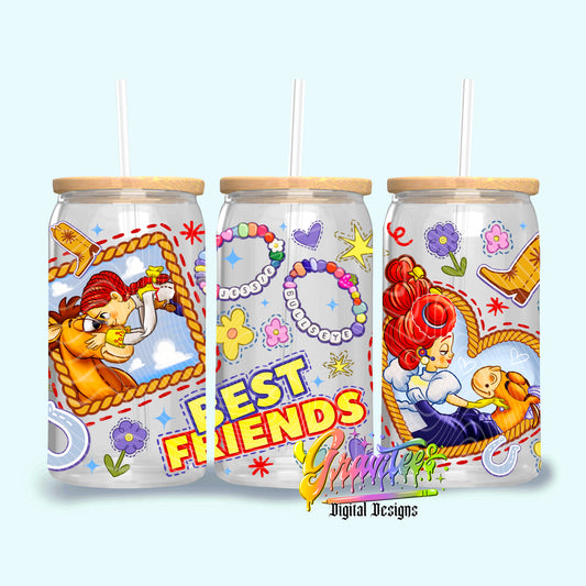 Best Friends Cowgirl Horse 16oz Tumbler Template  Png for UVDTF or Sublimation Printing, PNG Only!