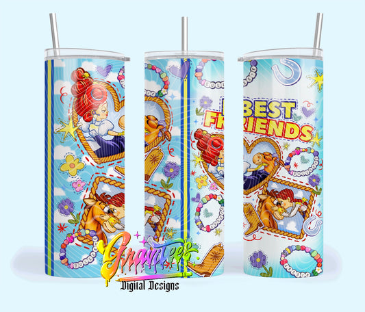 Best Friends Cowgirl Horse 20oz Tumbler Template  Png for UVDTF or Sublimation Printing, PNG Only!