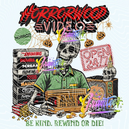 HORRORWOOD VIDEO  Design Png for DTF or Shirt Printing, PNG Only!