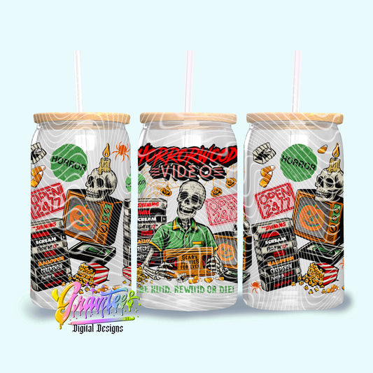 HORRORWOOD VIDEO 16oz Tumbler Template Design PNG,  for UVDTF or Sublimation Printing PNG Only!!