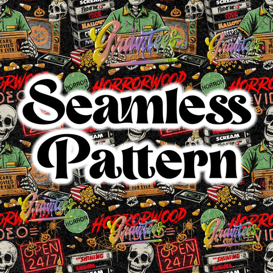 HORRORWOOD VIDEO Seamless Design Png for DTF or Shirt Printing, PNG Only!