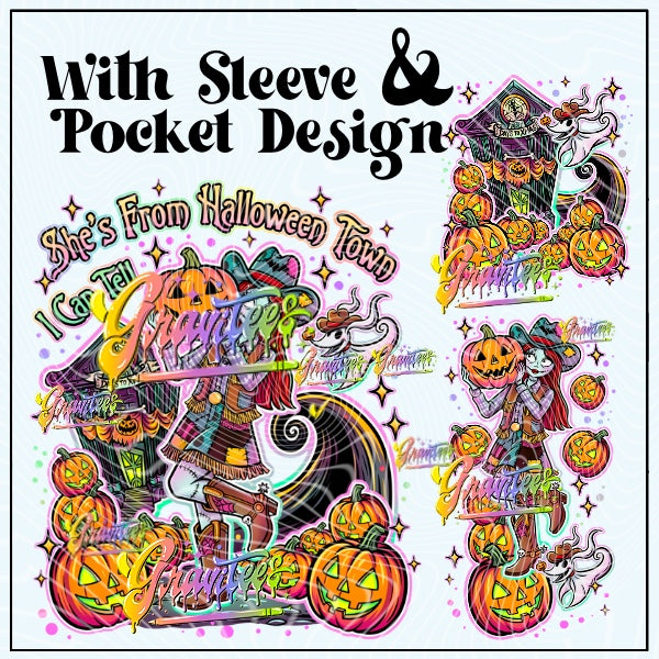 Halloween Cowgirl With Sleeve & Pocket Design  Png for DTF or Shirt Printing, PNG Only!