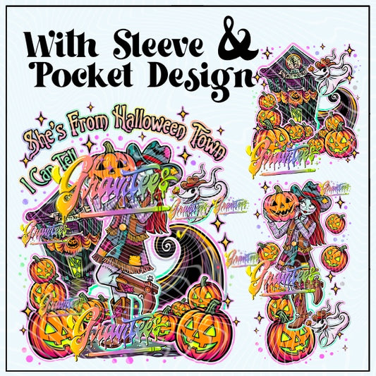 Halloween Cowgirl With Sleeve & Pocket Design  Png for DTF or Shirt Printing, PNG Only!
