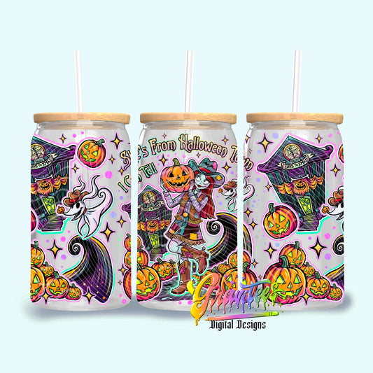 Halloween Cowgirl 16oz Tumbler Template  Png for UVDTF or Sublimation Printing, PNG Only!