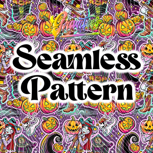 Halloween Cowgirl Seamless Design Png for UVDTF or Sublimation Printing, PNG Only!