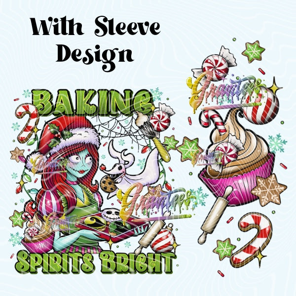 Baking Spirits Bright with Sleeve Design for DTF or Sublimation Shirt Printing, PNG Only