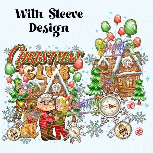 Christmas Club with Sleeve Design for DTF or Sublimation Shirt Printing, PNG Only