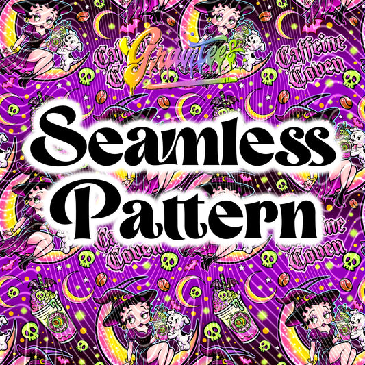 Caffeine Coven Seamless Design Png for UVDTF or Sublimation Printing, PNG Only!
