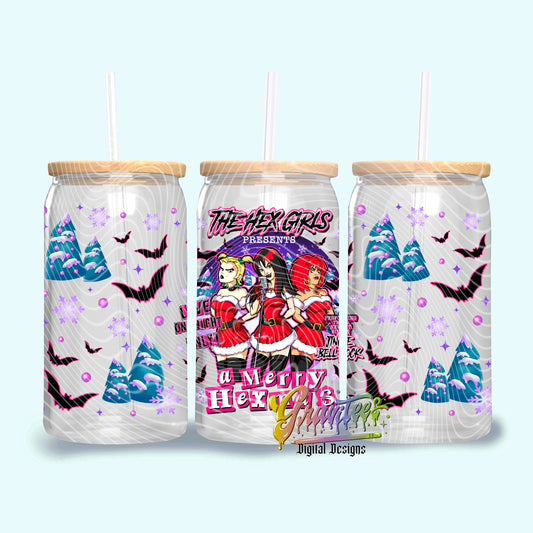 Merry Hexmas 16oz Tumbler Template Design PNG, Nightmare Christmas Design for UVDTF or Sublimation Printing PNG Only!