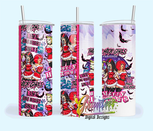 Merry Hexmas 20oz Tumbler Template Design PNG, Pan Christmas Design for UVDTF or Sublimation Printing PNG Only!