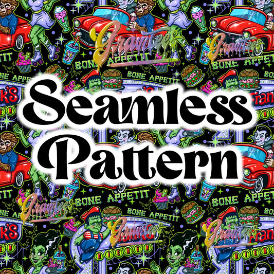 FRANKS DIE-NER  Seamless Design Png for DTF or Shirt Printing, PNG Only