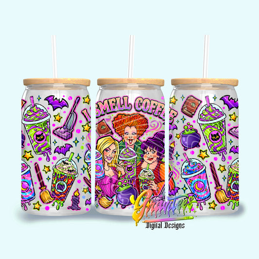 I Smell Coffee 16oz Tumbler Template  Png for UVDTF or Sublimation Printing, PNG Only!