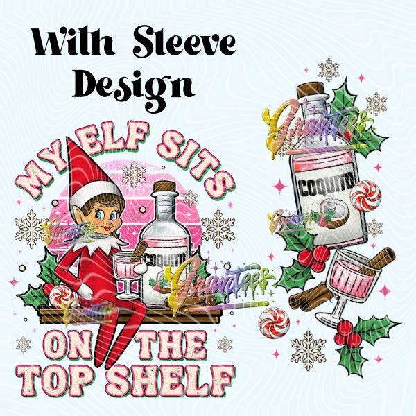 Female Elf Coquito Christmas Design with Sleeve Design for DTF or Sublimation Shirt Printing, PNG Only