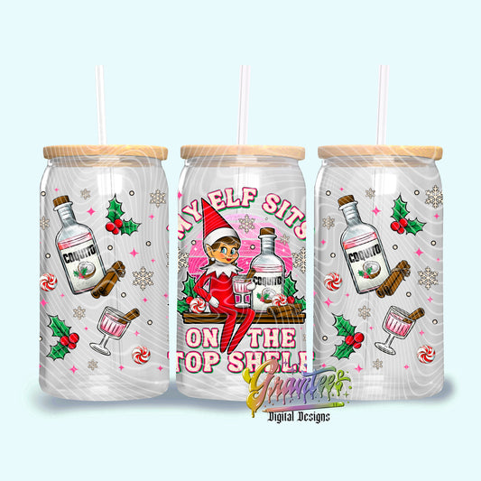 Female Elf Coquito Christmas 16oz Tumbler Template Design PNG, Christmas Design for UVDTF or Sublimation Printing PNG Only!