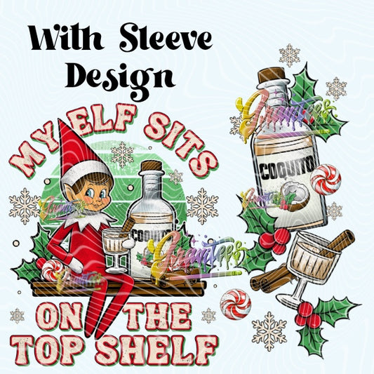 Male Elf Coquito Christmas Design With Sleeve Design for DTF or Sublimation Shirt Printing, PNG Only