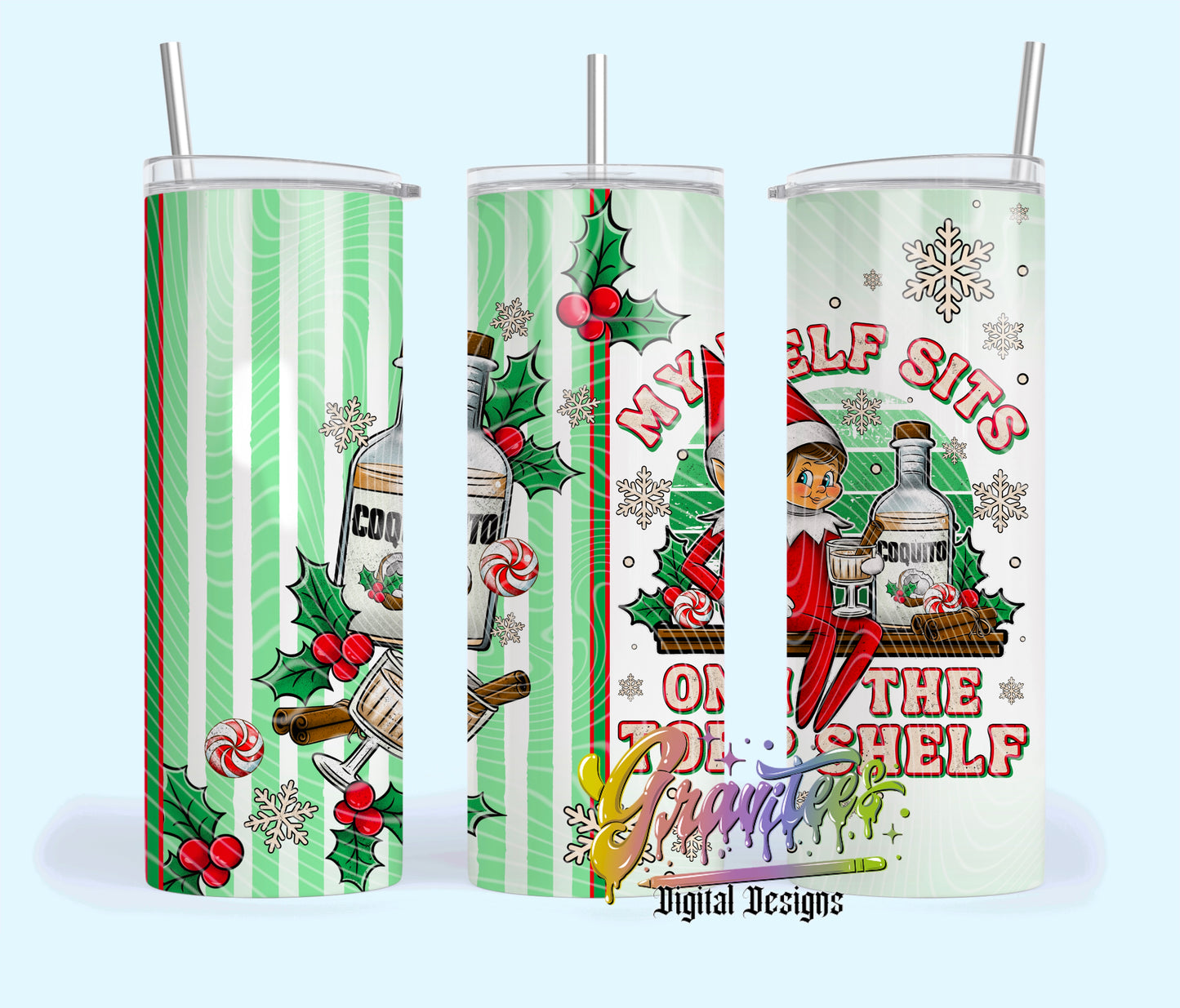 Male Elf Coquito Christmas 20oz Tumbler Template Design PNG, Elf Christmas Design for UVDTF or Sublimation Printing PNG Only!